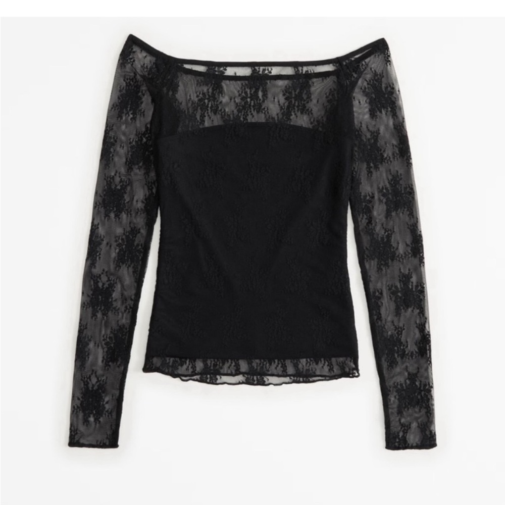 Abercrombie Long-Sleeve Lace Off-The-Shoulder Top
